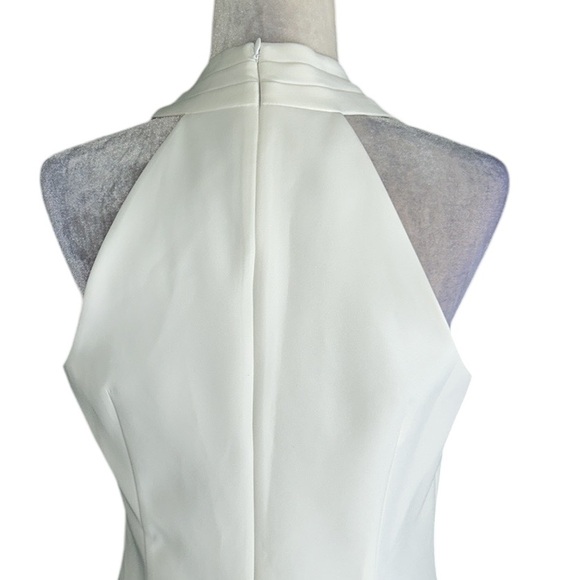 MILLY Ellia Cady Asymmetrical Halter Neck Dress in Ecru - 8 - Picture 9 of 15